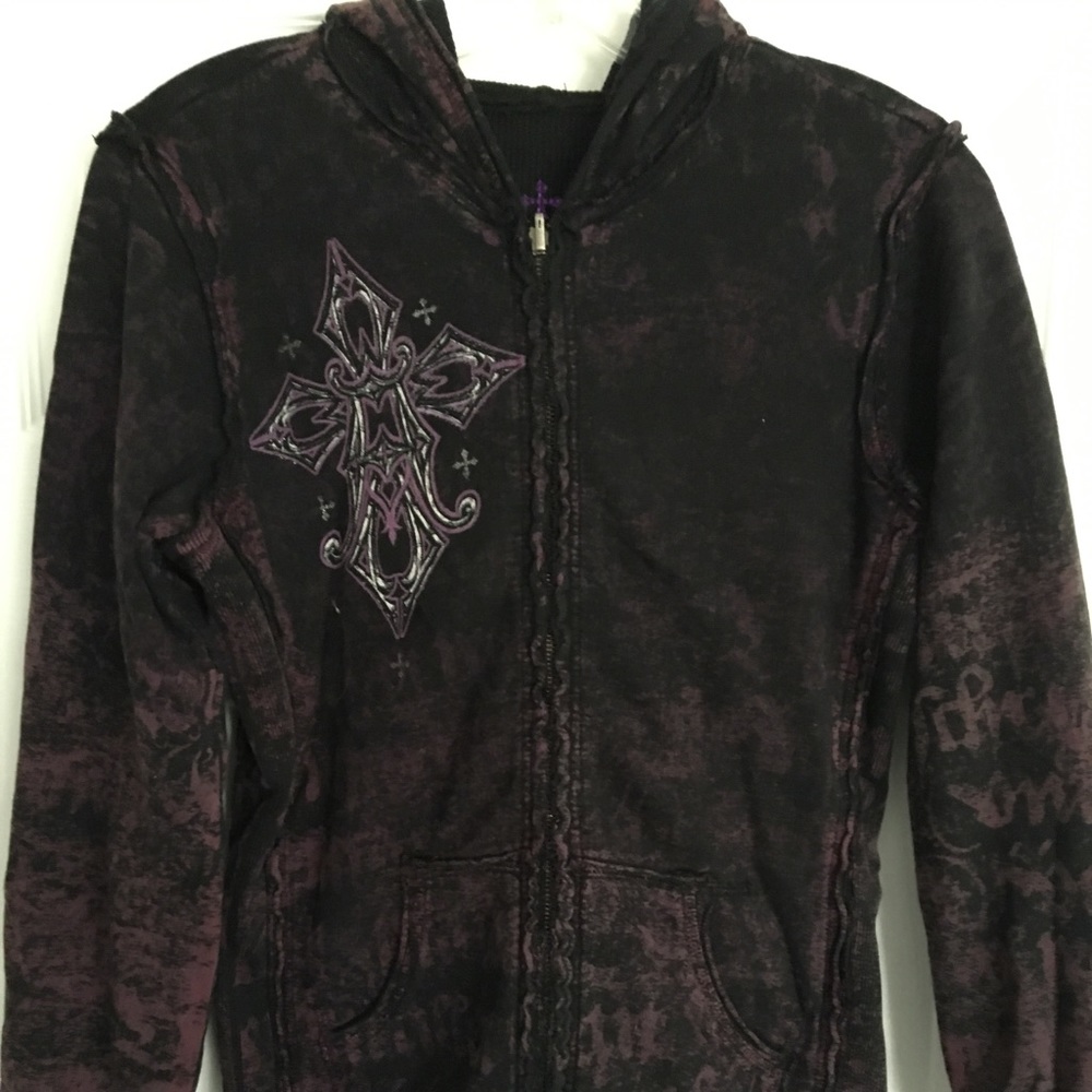 Affliction reversible hooded sweatshirt